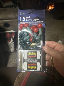 Red Lights, Holiday Time, 15 Count LED Push-In Round Globes Battery Operated NIB - Picture 1 of 2