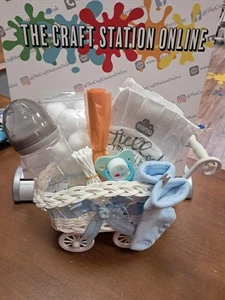 Baby Boy Gift Set gift wrapped In Clear Wrap with bow New Born Baby Shower - Picture 1 of 2