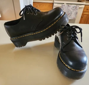 Dr. Martens 1461 Quad Platform Smooth Leather Oxford In Black W Size 8 M Size 7 - Afbeelding 1 van 11