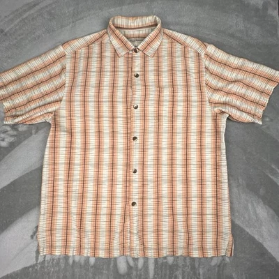 Tommy Bahama Shirt Mens Large Orange White Original Fit Hawaiian Tropical Beach - Image 1 of 4