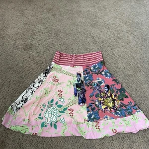Elastische Taille Baumwolle Jersey Rock Damen Große Grafik Y2K Patchwork Japanisch - Bild 1 von 9