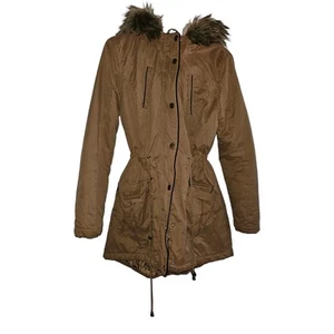 Chaqueta con capucha dorada con cremallera completa y broche Atmosphere talla 6 cintura ceñida para mujer - Imagen 1 de 14