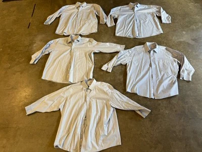 Lote de 6 Camisas de Vestir Roundtree & Yorke Etiqueta Dorada 18 1/2 Sin Hierro Manga Larga Foto 1 de 4