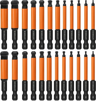 24PCS Ball End Hex Head Allen Wrench Set, Magnetic Tipped S2 Steel - Image 1 of 4