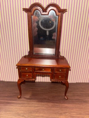 Dollhouse Miniature Bespaq Vanity Table with Mirror & Drawers 1:12 Scale - Image 1 of 4
