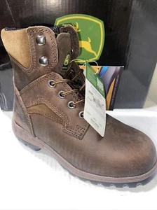 Womens John Deere Crazy Horse Soft Toe Lace Brown 6” Work Boot JD3594 Size 5.5W - Picture 1 of 5