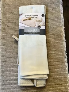 Kitchen Set! Reversible Dish Drying Mat 18in x 24in +Towel 20in X 30in Cream/NEW - Picture 1 of 4