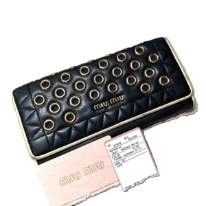 Miu Miu long wallet leather black no box shipped from Japan - Picture 1 of 20