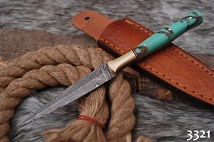 Handmade Damascus Double edge Blade Dagger knife with Sheath - Picture 1 of 5