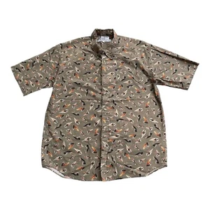 Columbia Fishing Lure All Over Print Men's Large Short Sleeve Button Up Shirt - Picture 1 of 7