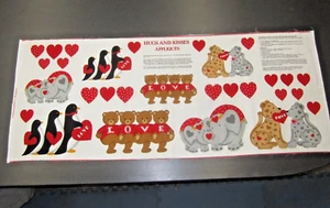 HUGS AND KISSES APPLIQUES FABRIC PANEL TO CUT & SEW WITH INSTRUCTIONS-- F-95 - Picture 1 of 3