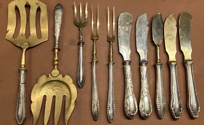 Gruppe alte Bestecke Gabel Messer 16-22cm Sammlerstücke Besteck versilbert defek - Bild 1 von 4
