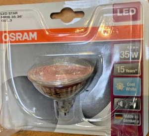 OSRAM LED STAR MR16 35 36° Gu5,3 4,6W=35W 15Years Cool WEIß MADE IN GERMANY !!! - Bild 1 von 2