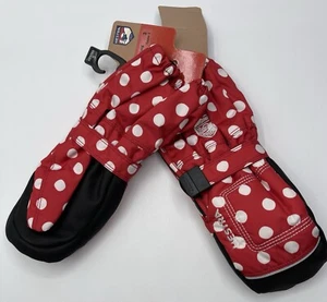 HESTRA GLOVES MITTENS GIRLS KIDS LONG ZIP MITTENS RED POLKA DOTS SIZE 3 - Picture 1 of 5