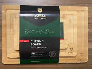 Wood Cutting Board Set Of 3 - Bamboo Cutting Boards with Juice Groove - New! - Picture 1 of 4