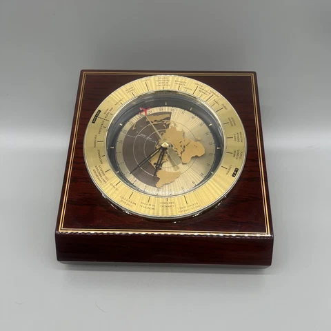 Seiko Desk World Time Zone Clock QXG325BL w/ Red Airplane Second Hand Cover