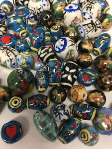 4oz Mix of Handpainted Porcelain Beads for Jewelry Crafts, Necklaces, Earrings - Picture 1 of 3