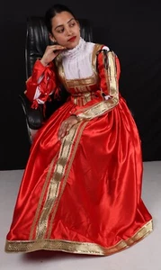 Disfraz renacentista italiano, vestido años 1500, vestido renacentista rojo y dorado y química - Imagen 1 de 26