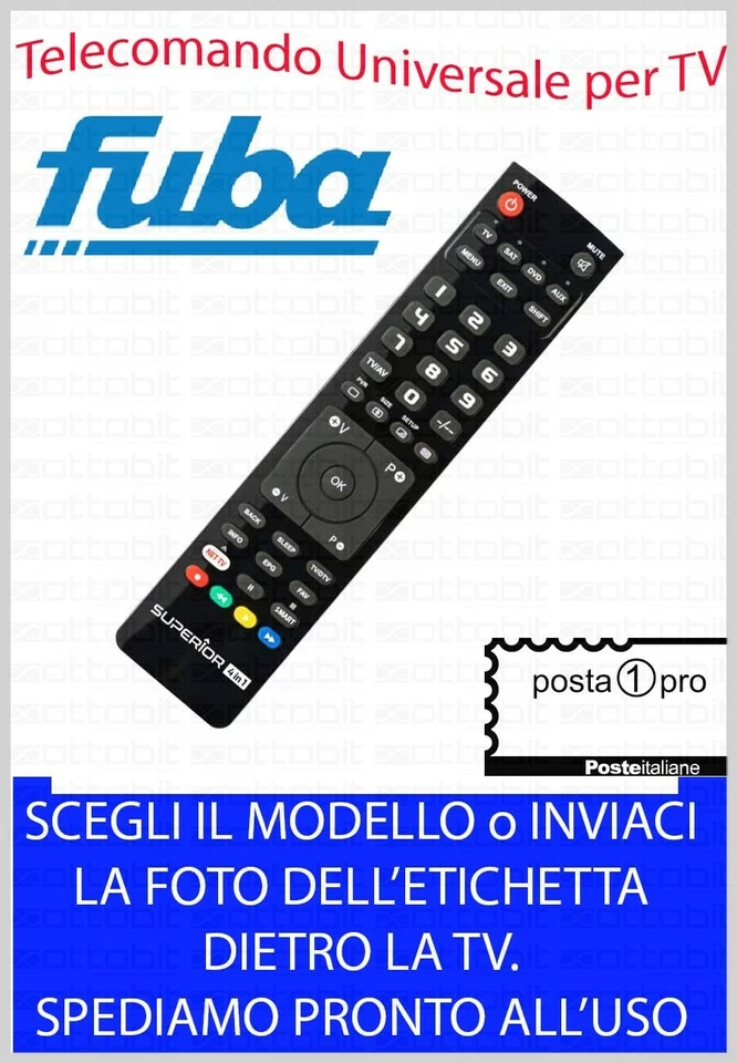 TELECOMANDO UNIVERSALE per FUBA TV DECODER SAT e TERRESTRE DVBT2 SCEGLI MODELLO - Immagine 1 di 1
