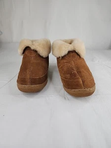 Staheekum Brown Suede Leather Sheepskin Lined Slippers Women's Size 8 - Picture 1 of 9