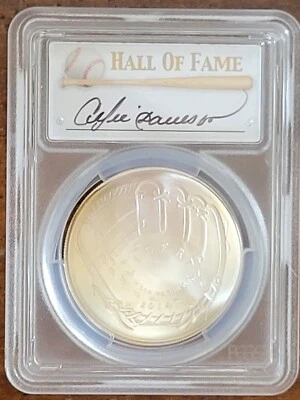 2014 PCGS MS70 $1 Silver Andre Dawson Baseball Hall of Fame Coin. Population 60! - Image 1 of 2