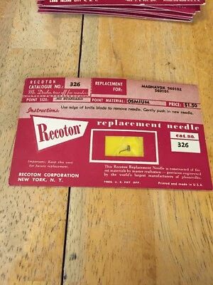 RECOTON Replacement Needle/Stylus for Magnavox 560102, 560101 Osmium Point NOS
