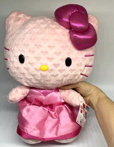 Hello Kitty Pink Dress Valentine Hearts Plush 13" Cute Kawaii Big Sanrio RARE - Picture 1 of 8