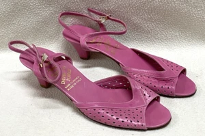 Amalfi By Rangoni Dadici VTG Women's Pink Leather Heeled Open Perforated Sandals - Picture 1 of 14