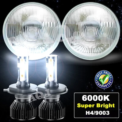 Pair 7" inch Round Led Headlights Hi/Lo Beam for Mack Granite CV713 Dump Trucks Foto 1 de 4