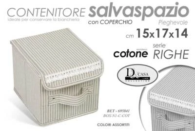 ORGANIZER ARMADIO CASSETTI SCATOLA SALVASPAZIO CONTENITORE COTONE 15*17*11cm - Immagine 1 di 4