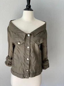 Robert Rodriguez Off Shoulder Army Green Jacket Top 2 - Picture 1 of 5