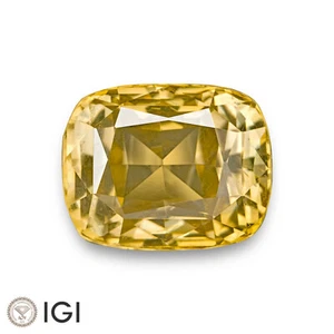 IGI Certified CEYLON Yellow Sapphire 3.43 Ct. Natural Untreated NEAR LOUPE-CLEAN - Picture 1 of 5
