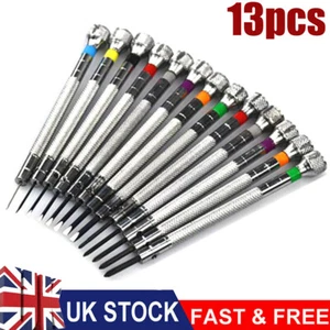 13Pack Metal 0.6-2.0mm Slotted Cross Screwdriver Set Watchmaker Repair Tool - Picture 1 of 7