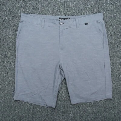 Travis Mathew Shorts Mens 40 Gray Striped Chino Stretch Zip Flat Front - Image 1 of 4