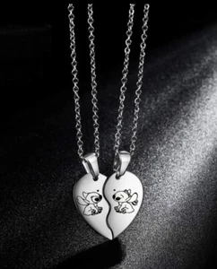 2 x Lilo & And Stitch Necklace Heart Pendant Charm Jewellery Disney Friends - Picture 1 of 2