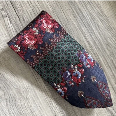 JT Beckett 100% Silk Floral Paisley Wicker Patchwork  Necktie - Image 1 of 4