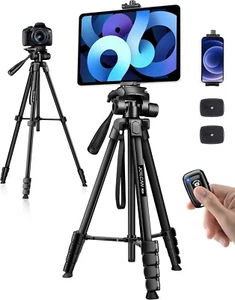 Phone Tripod Stand 68" Tripod for Tablet with Remote Universal Holder Carry Bag - Picture 1 of 7
