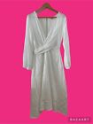Ladies Gorgeous Ava White Linen & Cotton Boho Long Sleeve Dress Size 10