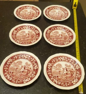 6 NWT SPODE COPELAND PINK TOWER Bread Cake Plates 6.5" England Micro Dishwasher - Picture 1 of 9