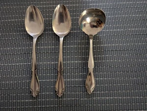 Oneida BERKELEY SQUARE Stainless Flatware 2 Serving Spoons 1 Ladle USA - Picture 1 of 5