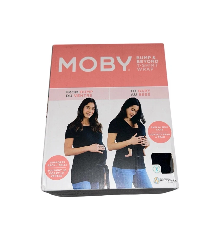 Moby Bump & Beyond T-Shirt Wrap Baby Newborn Carrier Black Size 3 - Image 1 of 4