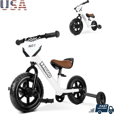 Bicicleta de Equilibrio Triciclo 2 en 1 Niños Pedales Desmontables Ruedas de Entrenamiento Placa Personalizada EE. UU. Foto 1 de 4