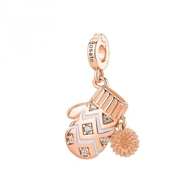 Charm ROSATO Storie in argento rosato 925 RZ260 con smalti e cristalli GUANTO - Immagine 1 di 4