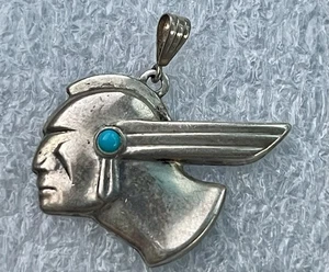 Colgante Jefe Nativo Americano Plata Esterlina con Mohawk Thunderbird Turquesa - Imagen 1 de 2