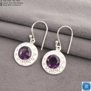 Oferta de Navidad 925 Plata Genuina Amatista Nuevo Colgante Gota Esposa Pendientes Joyería - Imagen 1 de 9