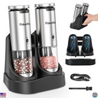 Electric Stainless Steel Salt & Pepper Grinder Set with LED & 6 Levels
