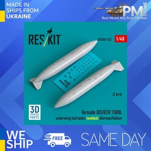 Reskit RSU48-0553 1/48 Tornado IDS/ECR 1500L tanques de combustible subalares soldados - Imagen 1 de 4