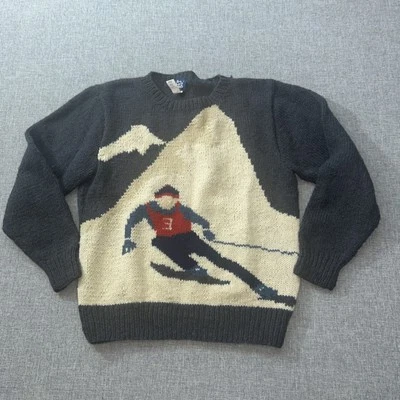 Suéter Woolrich De Colección Para Hombre L 100% Lana Gris Oscuro Esquiador Invierno *LEER* Foto 1 de 4