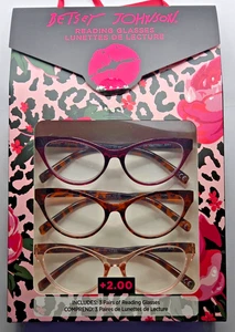 3 Paar Betsey Johnson Lesebrillen NEU Lesebrille Blush Berry Schildpatt +2,00 - Bild 1 von 1