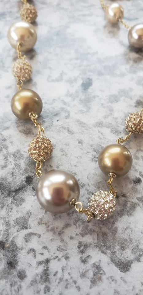 $125 Carolee Tono Dorado Perla y Bola de Fuego Estación 38" Collar F3-2 Foto 1 de 4